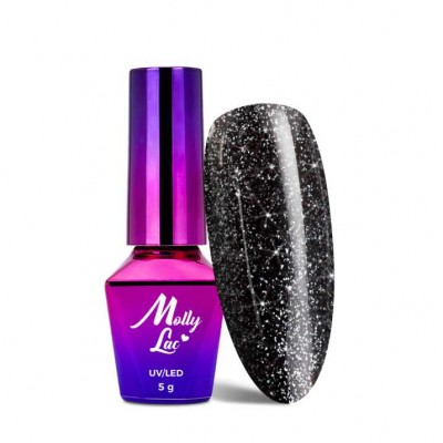 Top Coat cu sclipici Molly Lac fara degresare-  Hollywood Silver -5 g