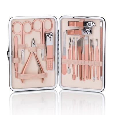 Set 18 accesorii cosmetice pentru manichiura, pedichiura si tratamente faciale 