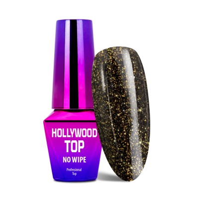 Top Coat cu sclipici Molly Lac fara degresare- Hollywood Gold -5 g